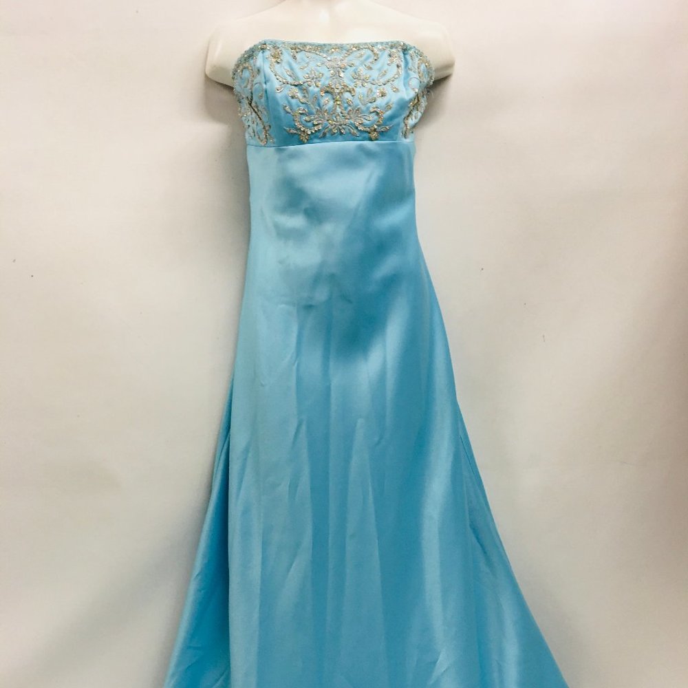 Faviana Couture Beaded Baby Blue Gown Dress   (P05)